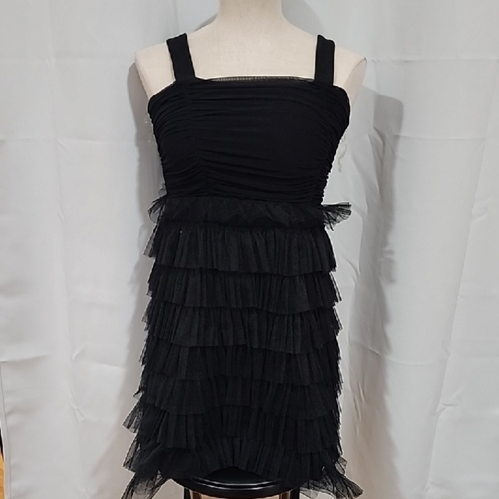Sara Sara Elegant Black Tiered Mini Dress